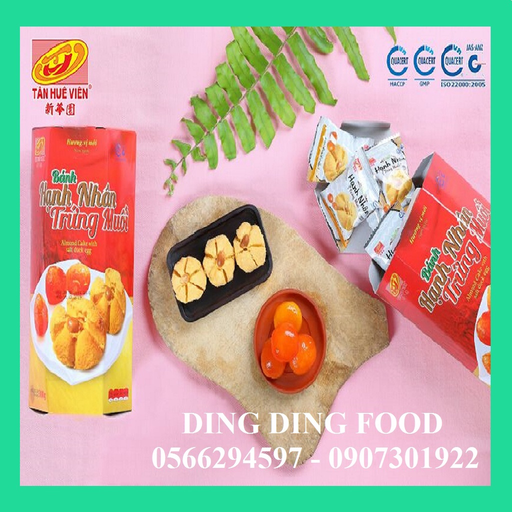 [Combo 4 Hộp] Bánh Hạnh Nhân Trứng Muối Hộp Giấy 300g Tân Huê Viên| Sóc Trăng| Bánh Bột Đậu| Ăn Vặt - DING DING FOOD