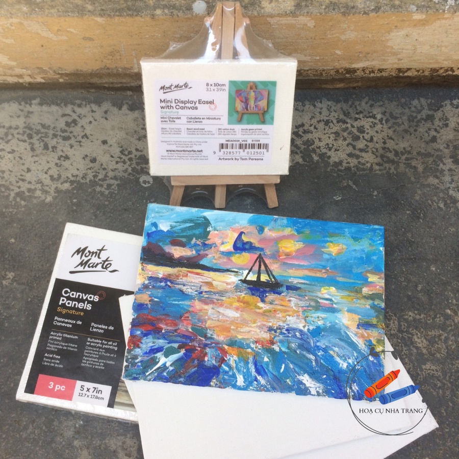 Canvas Tấm Vẽ Tranh Mont Marte Các Size 10.2x10.2cm, 12.7x17.8cm, 20.4x20.4cm