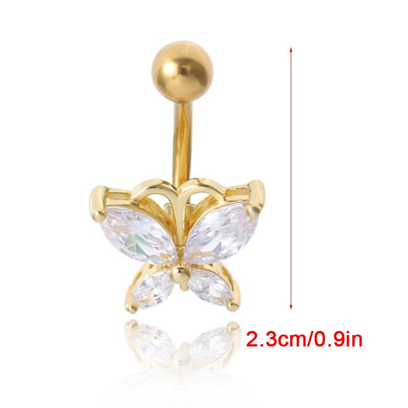 Khuyên Đeo Rốn Hình Bướm Đính Đá Bằng Thép Không Gỉ Cao Cấp