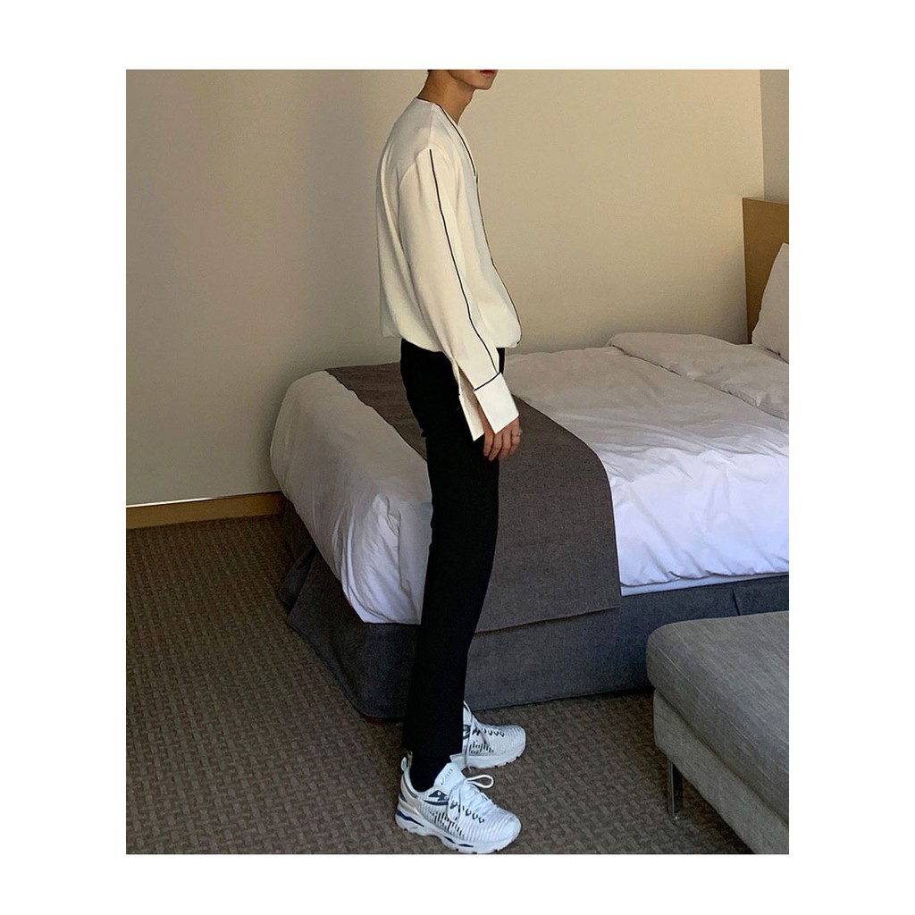 SƠ MI VIỀN HAI MÀU TRẮNG ĐEN TẶNG KÈM DÂY - S1004 LJINSTORE | BigBuy360 - bigbuy360.vn