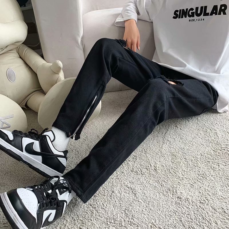 Quần Jean Dài Ống Rộng Màu Trơn Phong Cách Hàn Quốc quần ống suông Thời Trang quần jean ống suông unisex quần bò ống đứng nữ  from rộng quần jean ống suông nữ