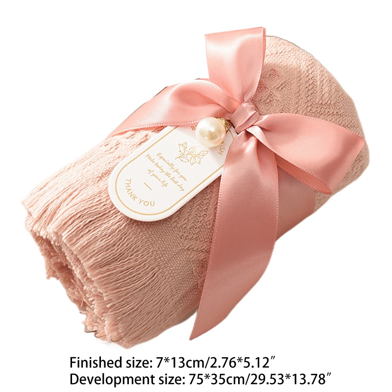 Khăn Tắm Cotton 13 8X29 5 Inch Trang Trí Thắt Nơ Xinh Xắn