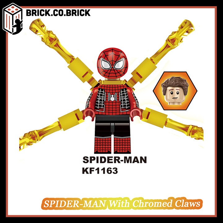 Non Lego Spider Man mạ vàng siêu bóng loáng Super Hero Đồ Chơi Lắp Ráp Mô Hình Minifigure Siêu Anh Hùng Marvels KF6090