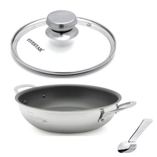 Chảo chống dính Fivestar 2 quai 2 lớp và nắp kính 18cm/26cm tặng 5 muỗng