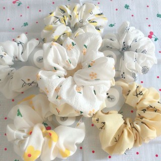 Dây buộc tóc Scrunchies co giãn phối ren phối màu cầu vồng thời trang cho nữ