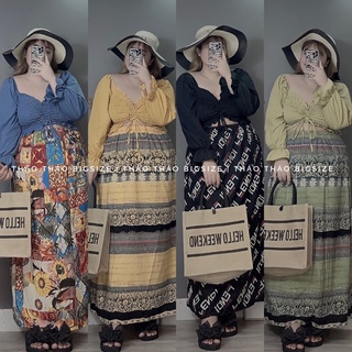 Set maxi áo nhún đi biển bigsize - MÚP BIGSIZE 60-100KG