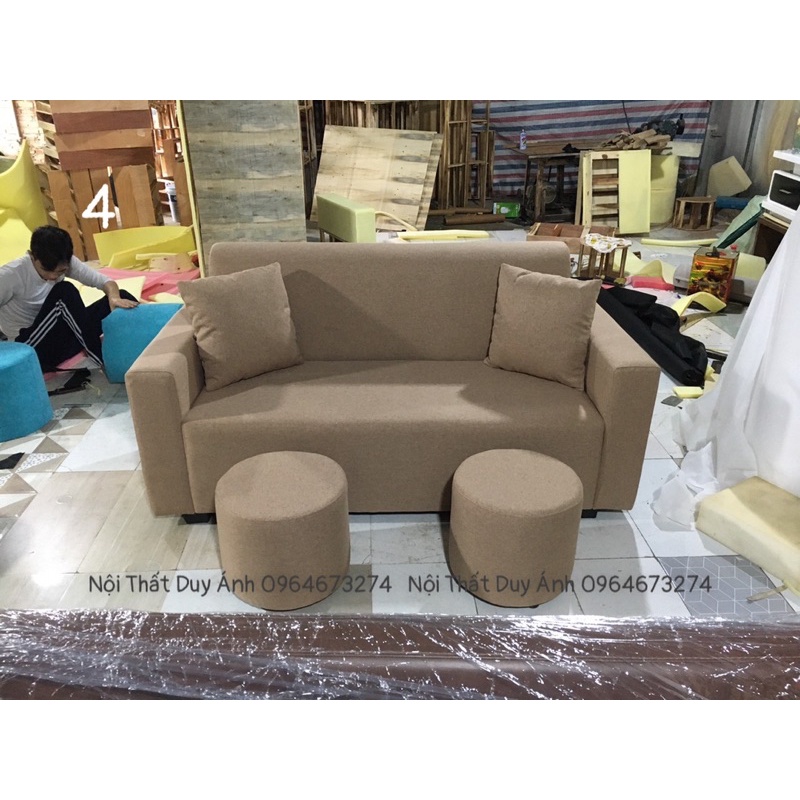 Bộ Sofa Tay Vuông 1,6m Và Bàn Kim Cương Mặt Kính