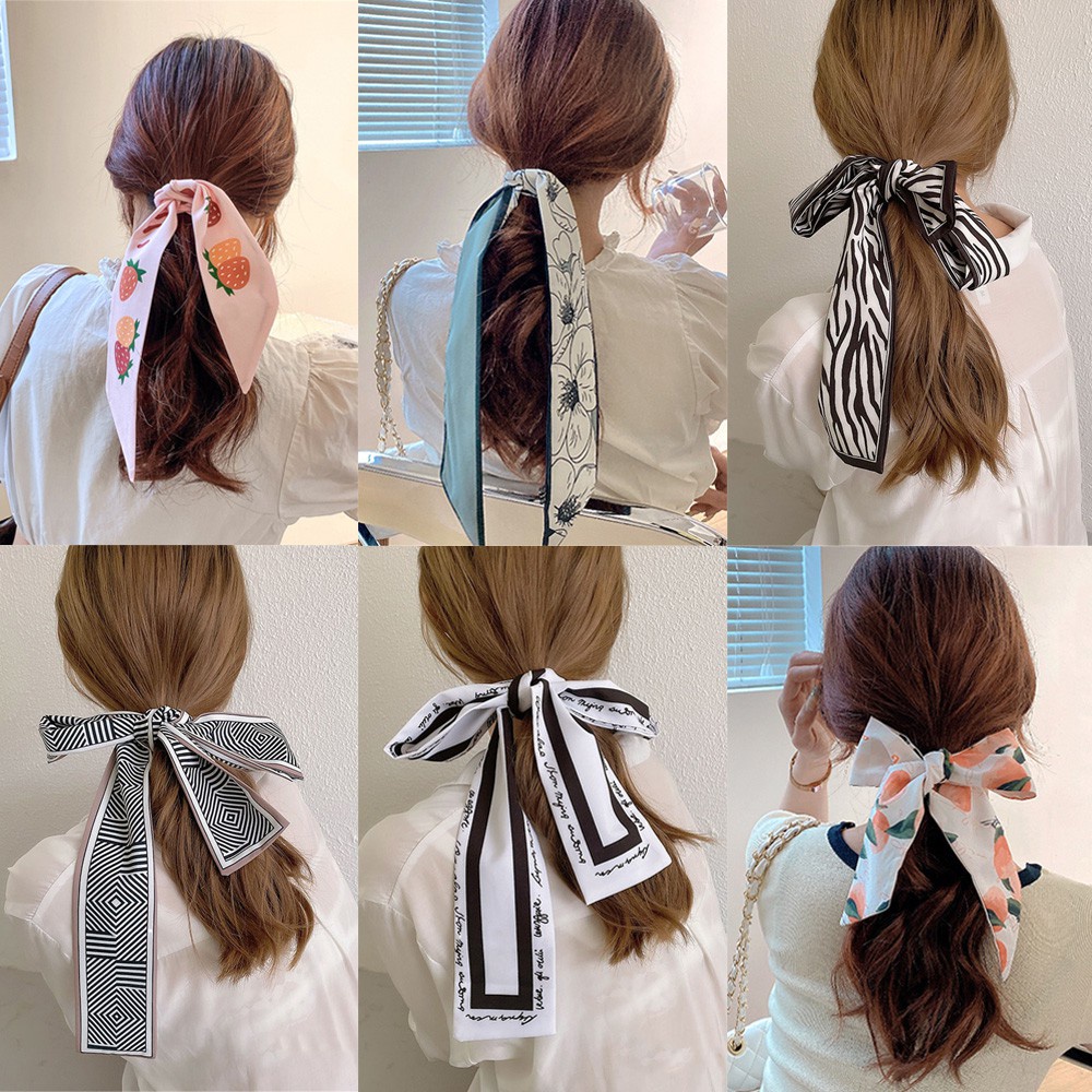 Dây Ruy Băng Cột Tóc Dáng Dài Họa Tiết Hoa Phong Cách Bohemian Thời Trang Cho Nữ