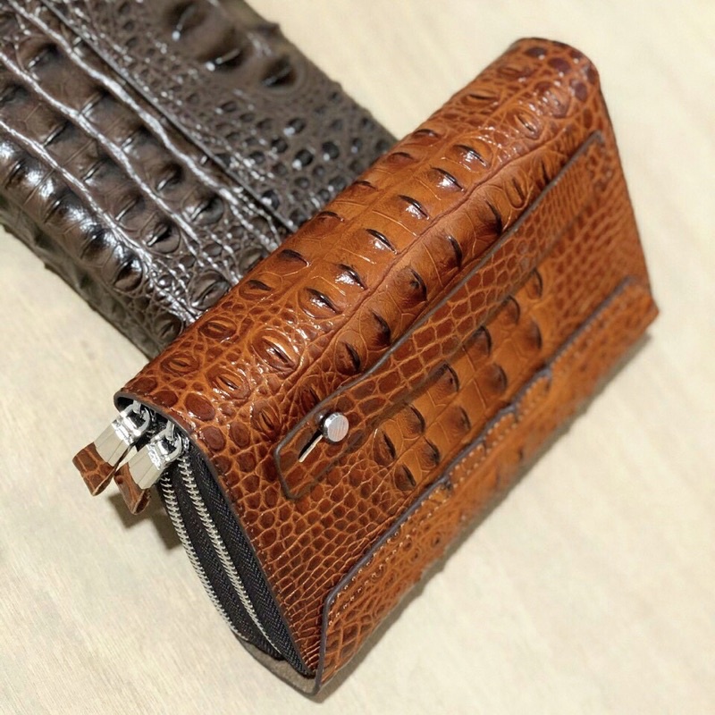 Ví Cầm Tay Da Bò Thật Dập Vân Cá Sấu Clutch Nam Cao Cấp Rẻ Đẹp - A&ESHOP 878998