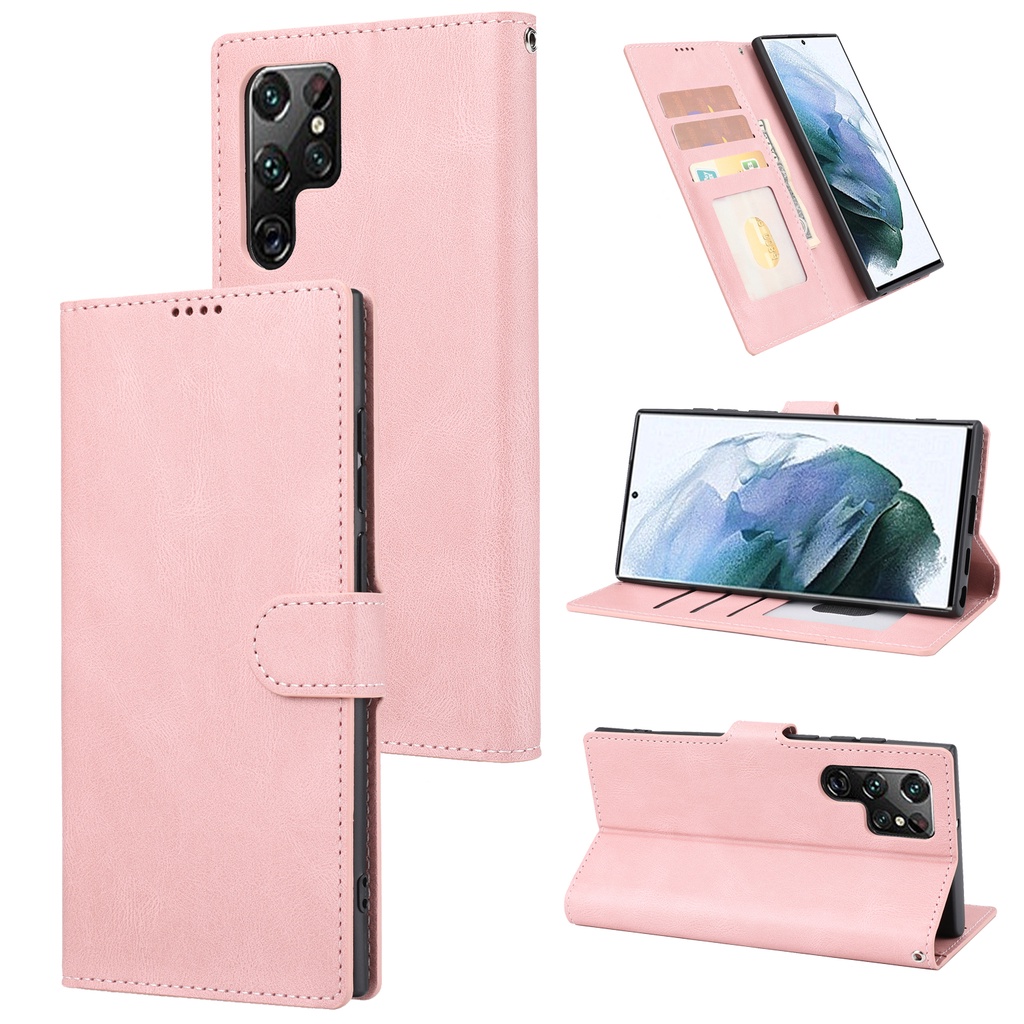 Ốp Điện Thoại Da Từ Tính Kèm Ngăn Đựng Thẻ Cho Samsung Galaxy S22 S20 S21 FE Note 20 Ultra S22 Plus