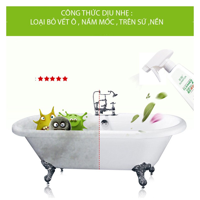 (Trắng sau 5 Phút Không Cần Cọ Rửa ddspl 10) Chất tẩy rửa XUAN YUN, tẩy trắng bồn cầu, gạch men ố vàng, sen vòi inoxX