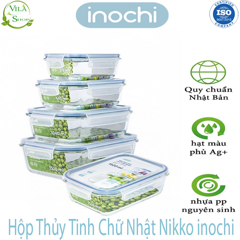 [ 12 Bộ ] Hộp Thực Phẩm, Hộp Thủy Tinh Chịu Nhiệt Cao Cấp Inochi Sử Dụng An Toàn Trong Lò Vi Sóng - Đạt Tiêu Chuẩn Nhật