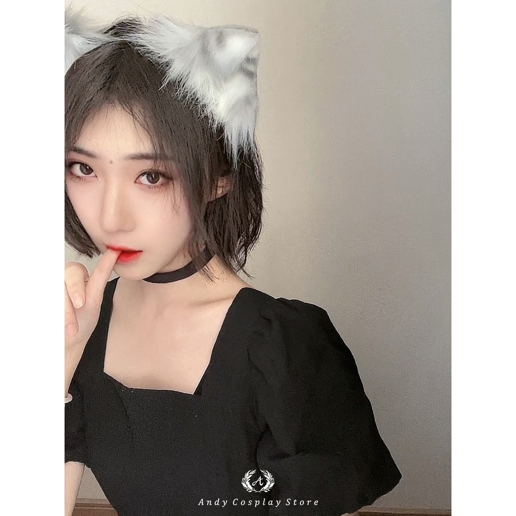 Vòng cổ choker harness giả da trơn
