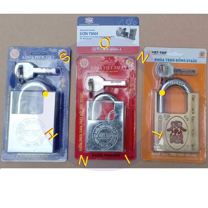 Ổ khóa Việt Tiệp treo đồng gang cao cấp chìa cầu ngang bấm chống cắt