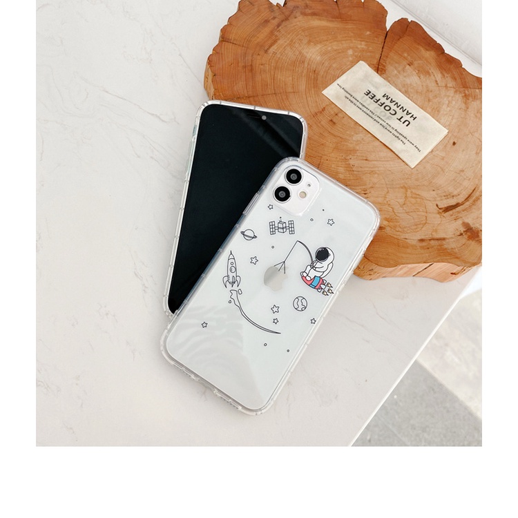 Ốp Điện Thoại Trong Suốt Họa Tiết Phi Hành Gia Dễ Thương Cho iPhone 12 11 Pro Max X Xs Xr 12 Mini 7 8 Plus | BigBuy360 - bigbuy360.vn