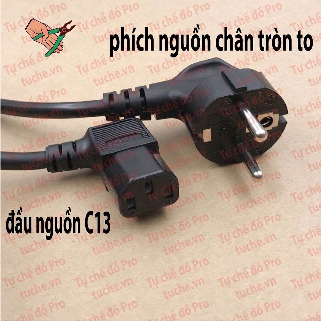 Dây nguồn AC I-SHENG cho máy tính, nồi cơm điện đầu gập cong vuông góc 90 độ 16A 3300W, phích tròn to