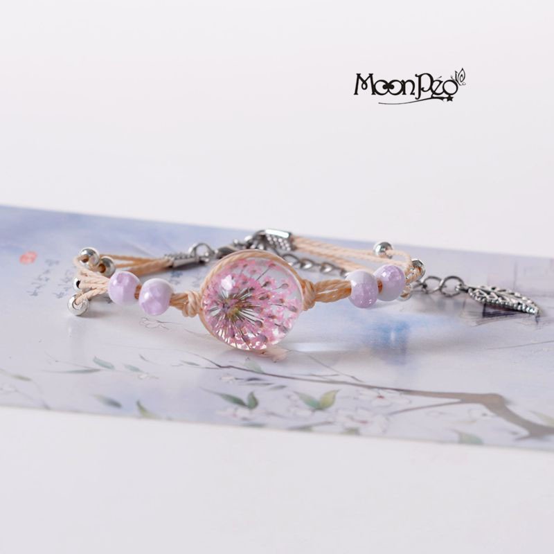 Vòng đeo tay nữ Handmake hoa khô thời trang thủy sinh