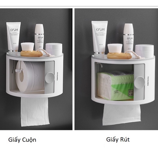 Hộp Đựng Giấy Vệ Sinh Hình Bán Nguyệt Dán Tường( Hộp Giấy suwo )