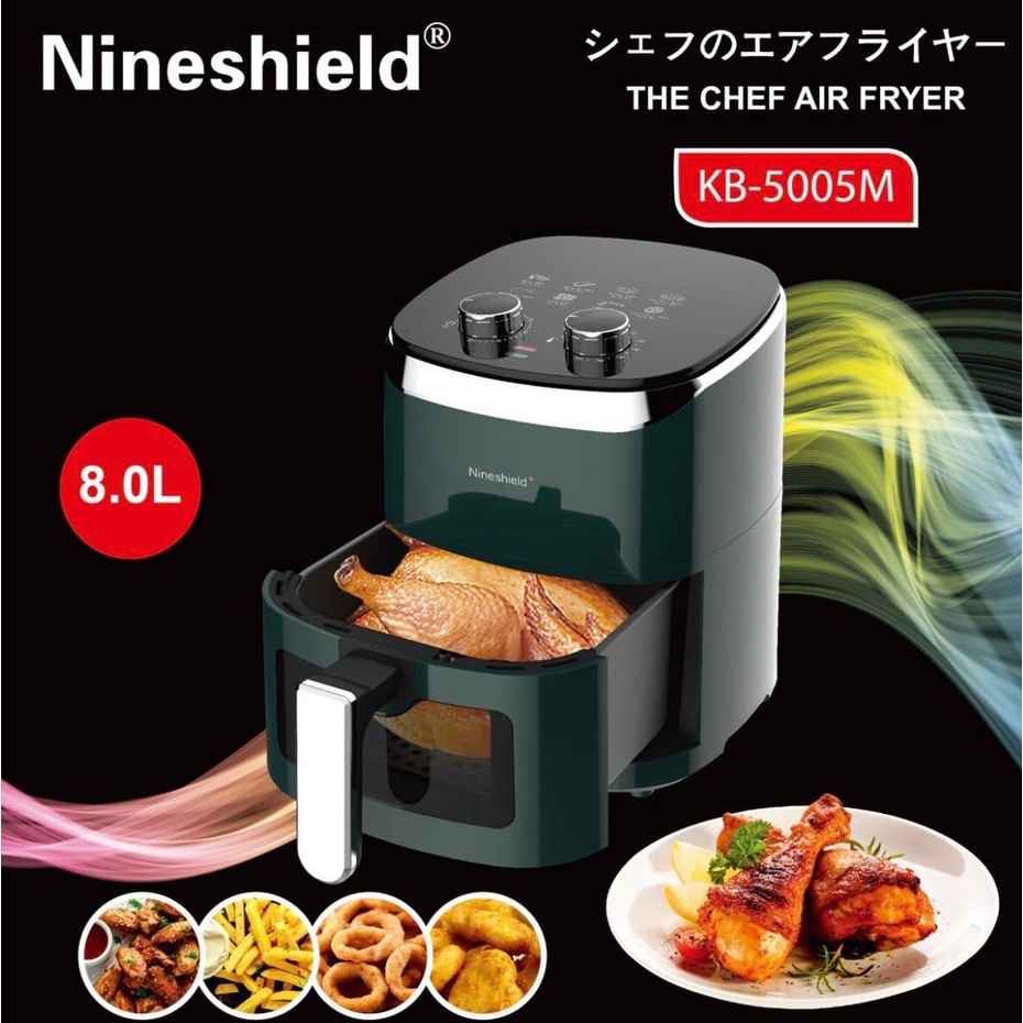 Nồi Chiên Không Dầu 8L /NineShield KB-5005 M NỒI VUÔNG
