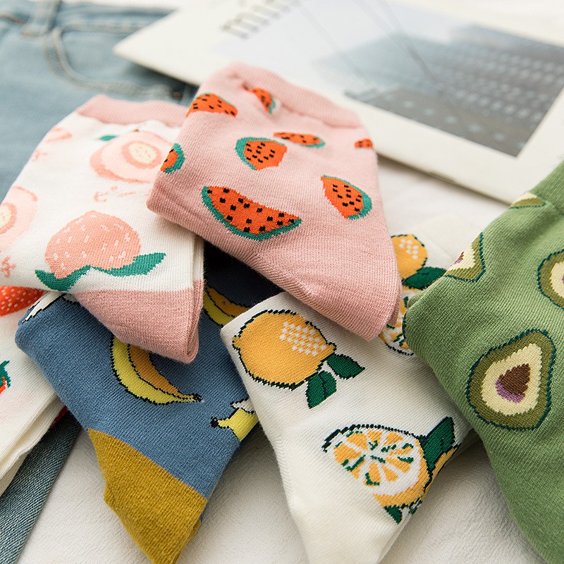 Tất, Vớ Cotton Cao Cổ Trái Cây Fresh Fruits Đáng Yêu