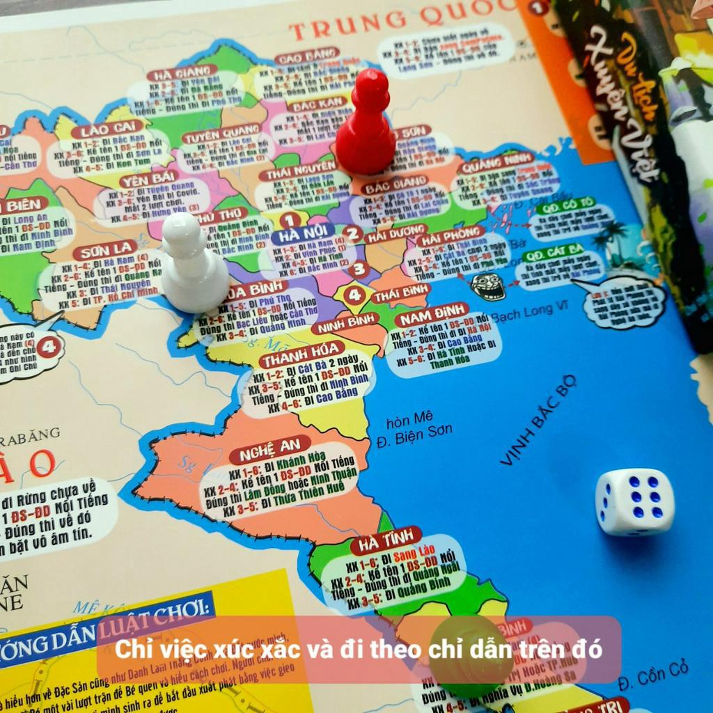 Board game-Du lịch xuyên Việt Foxi-đồ chơi phát triển tư duy-tăng sự hiểu biết-dễ chơi-vui nhộn-giá siêu rẻ