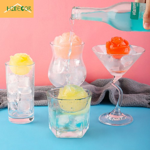 Khuân làm đá hình hoa hồng, khay làm đá cocktail trang trí đồ uống H2decor