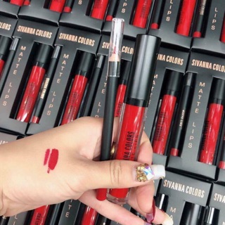 Set son kem lì và chì kẻ viền môi Sivanna Duo Color matte lips 1+1