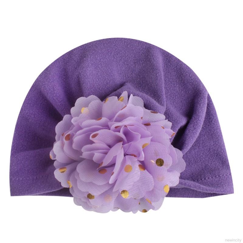 Mũ chụp đầu trang trí hình hoa xinh xắn cho bé gái sơ sinh