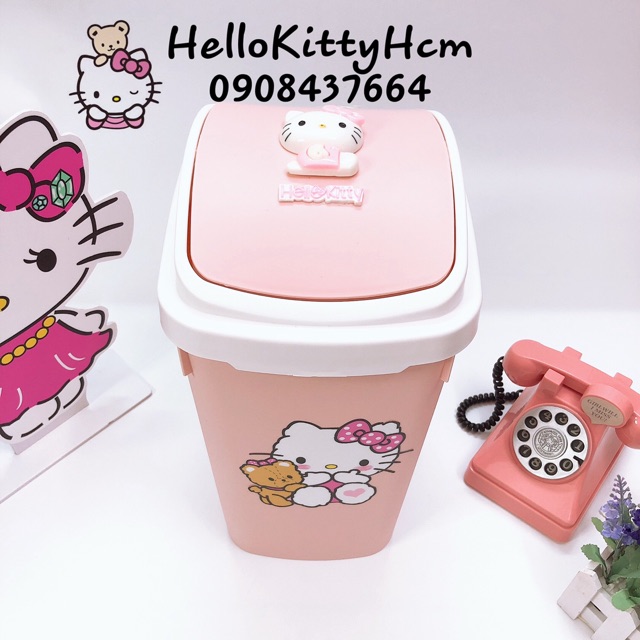 Thùng rác nắp lật Hello Kitty