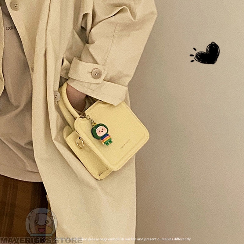 Túi Đeo Chéo Dáng Vuông Nhỏ Cầm Tay Màu Trơn Thời Trang Cho Nữ