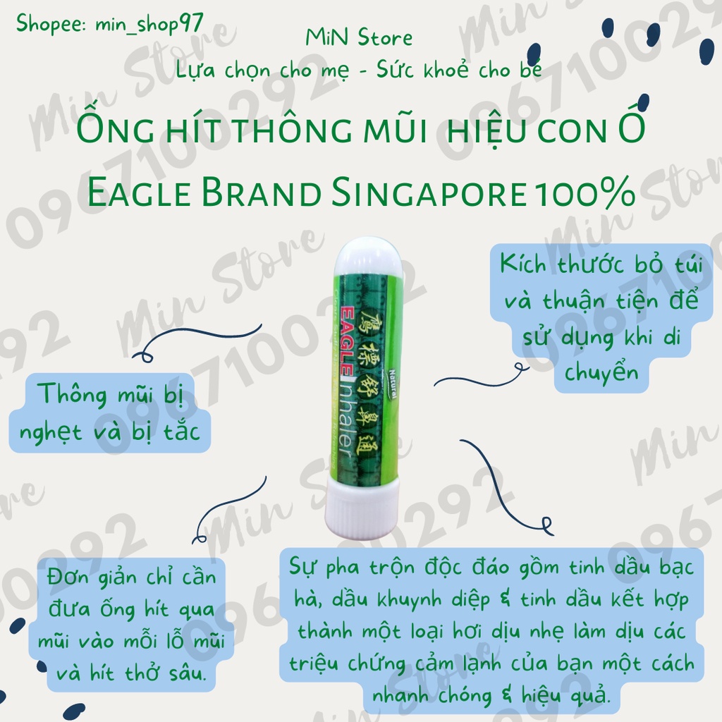 Ống Hít Mũi Hiệu Con Ó EAGLE BRAND NASAL INHALER 4g Giúp Giảm Nghẹt Mũi, Sổ Mũi, Làm Thông Mũi Dễ Thở