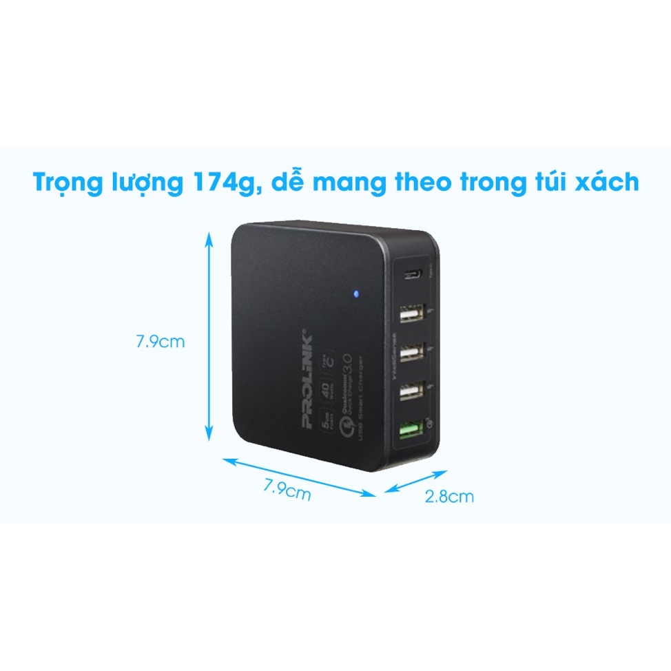 Cốc sạc nhanh 5 cổng Prolink PDC54001 - Hàng phân phối chính hãng