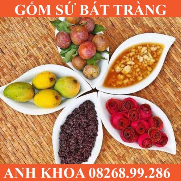 Bộ đĩa hoa 5 cánh cực đẹp hàng Bát Tràng - Gốm sứ Bát Tràng Anh Khoa