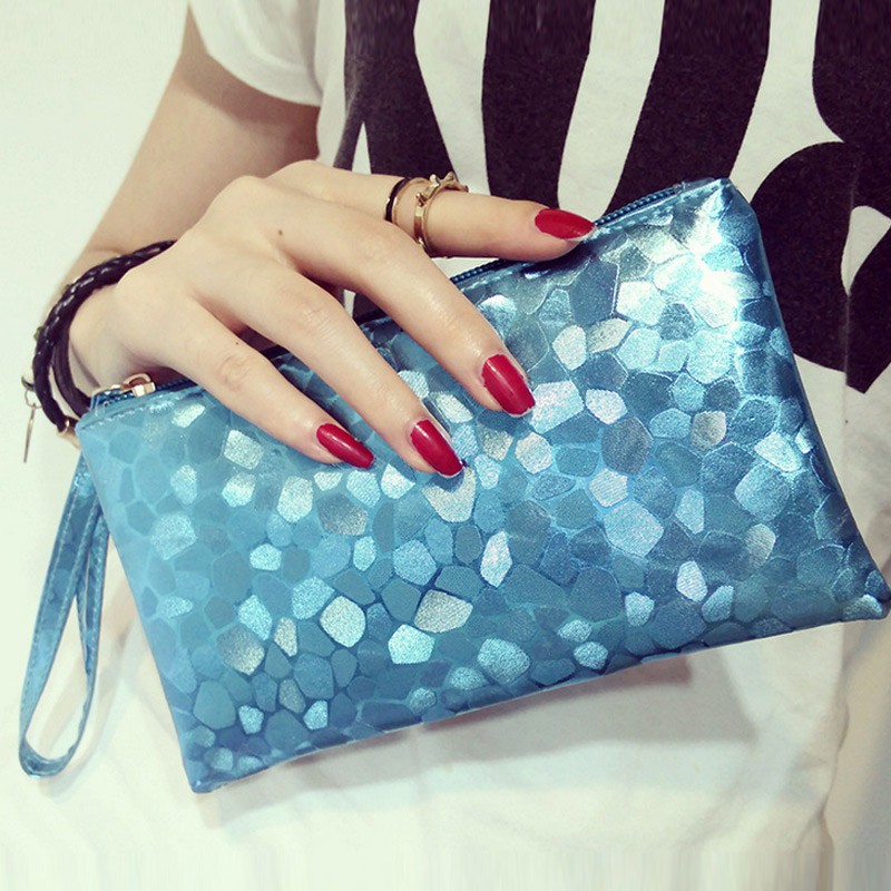 Simple Fashion Women Messenger Bags Solid Color Paillette Decoration Purse Ladies Clutch Crossbody Shoulder Bag