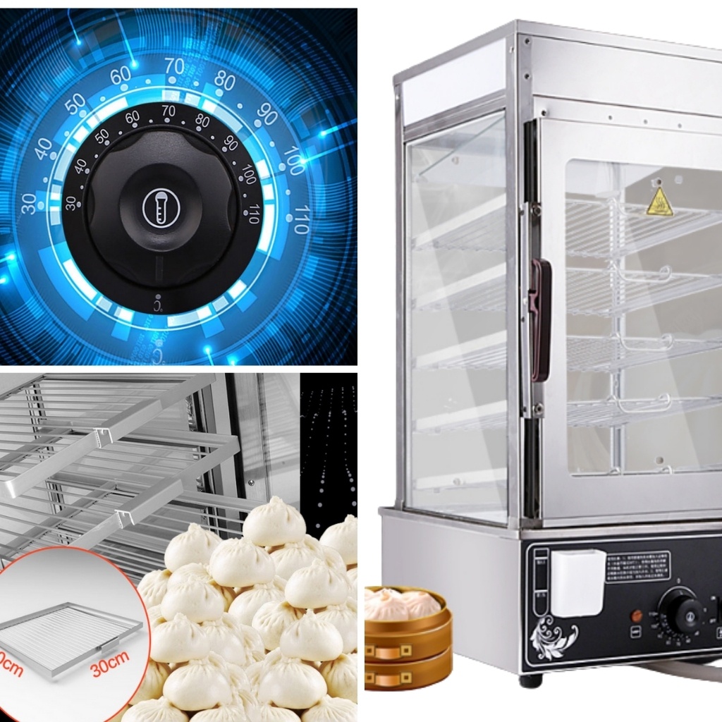 Tủ hấp bánh bao 5 tầng GIÁ RẺ CỰC SỐC,tủ kính hấp nóng trưng bày bánh bao