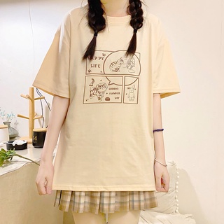 Áo thun tay lỡ phom rộng in hình nổi hổ con trẻ trung năng động unisex from từ 40-70kg