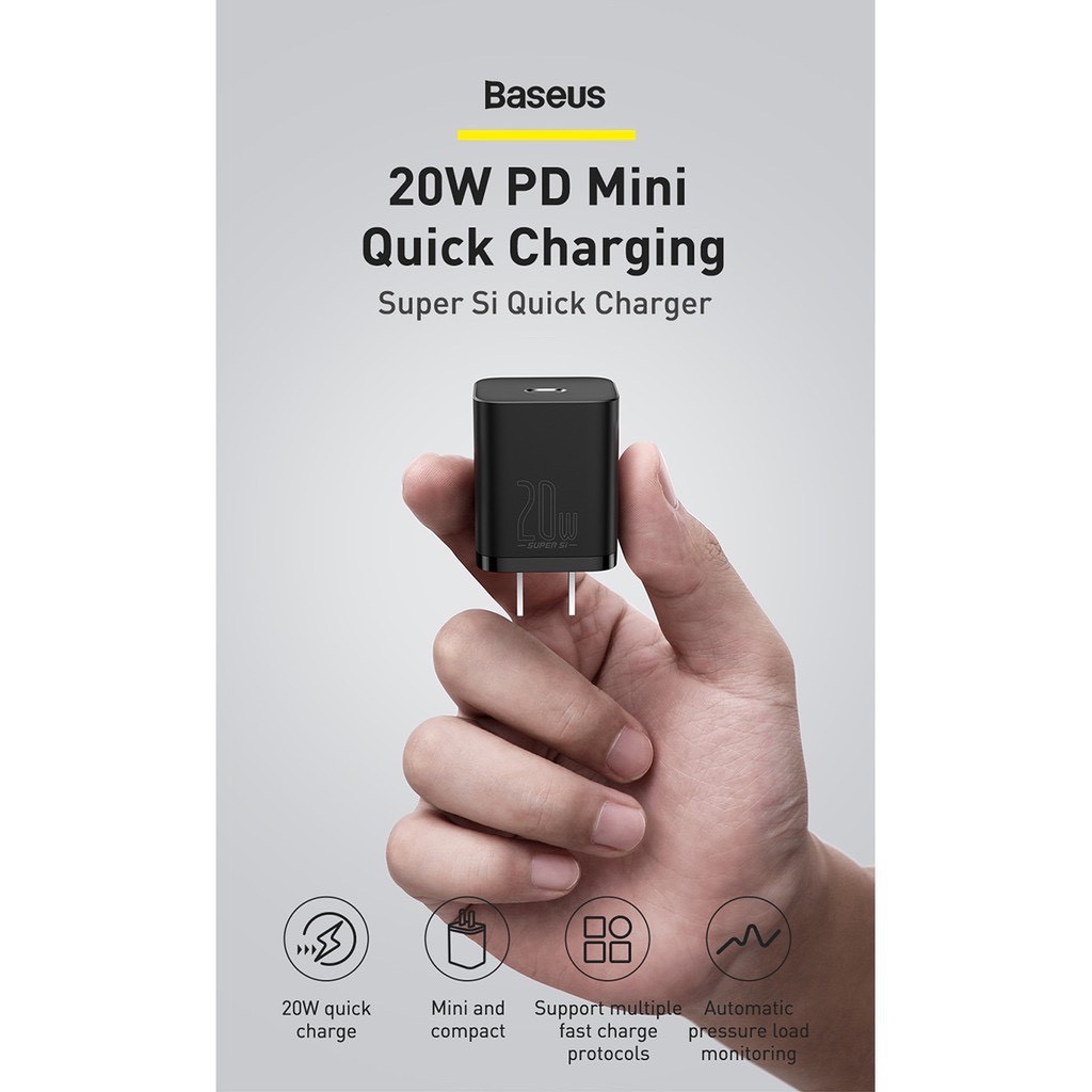 Bộ Củ Cáp sạc nhanh 20W cho iphone/ipad chính hãng Baseus TZCCSUP