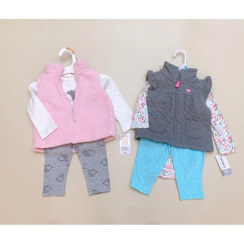 Sét áo khoác gile + kèm bodysuit và quần cho bé