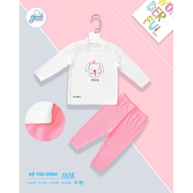 Goodmama - Bộ dài tay cao cổ chất len tăm cho bé 6-16kg