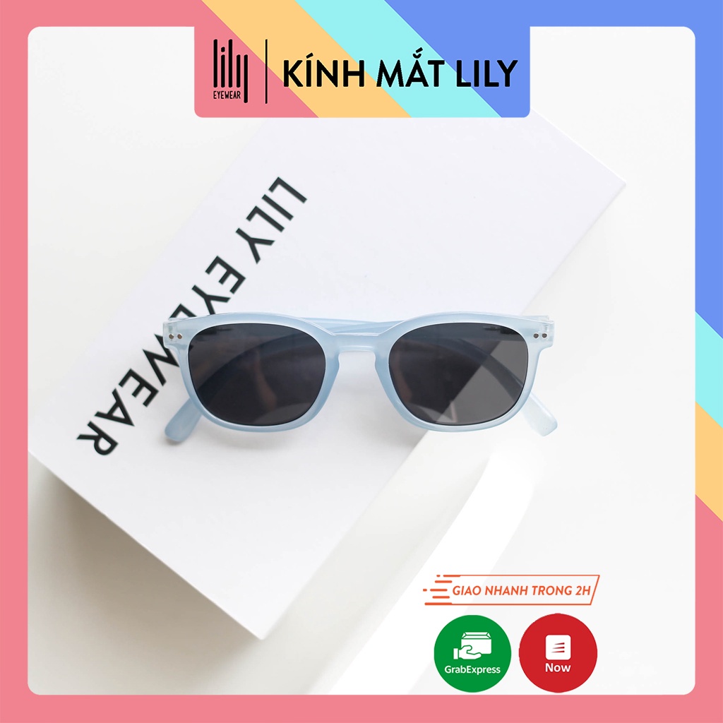 Kính mát nam nữ LILYEYEWEAR mắt vuông thời trang chống UV400 dễ đeo nhỏ gọn r0008