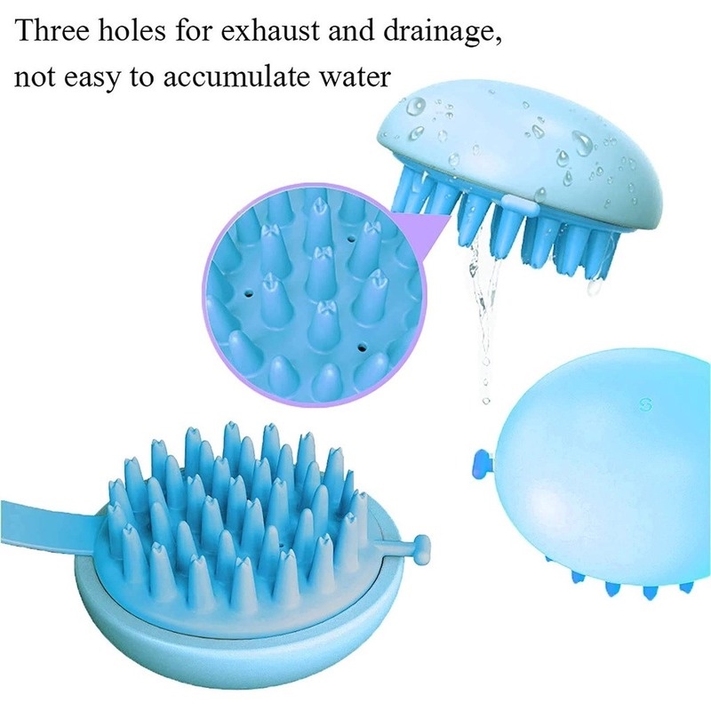 Bàn chải gội đầu massage da đầu bằng silicone chống gàu an toàn tiện dụng