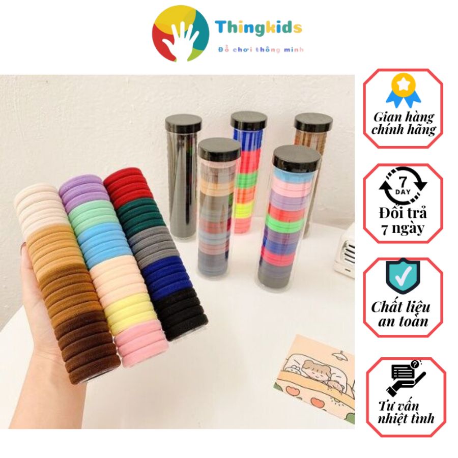 Ống chun buộc tóc trơn 20 chiếc dây cột tóc nhiều màu - Thingkids