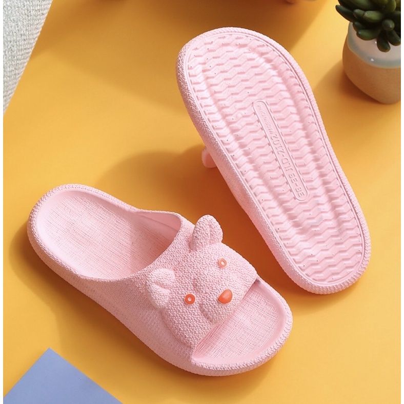 Dép Đi Trong Nhà Nữ con gấu dể thuơng Ulzzang Đúc Liền Khối Siêu Nhẹ dép đấu có tai