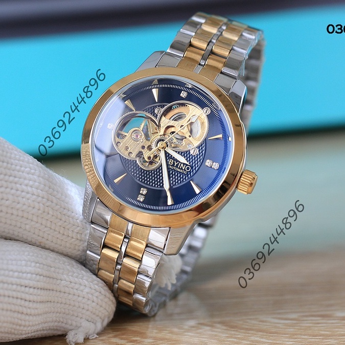 Đồng hồ nam Byino cơ lộ máy với thiết kế lộ cơ góc 10h cực ấn tượng, máy chạy cơ tự động vĩnh viễn cực chất, NaiWatch