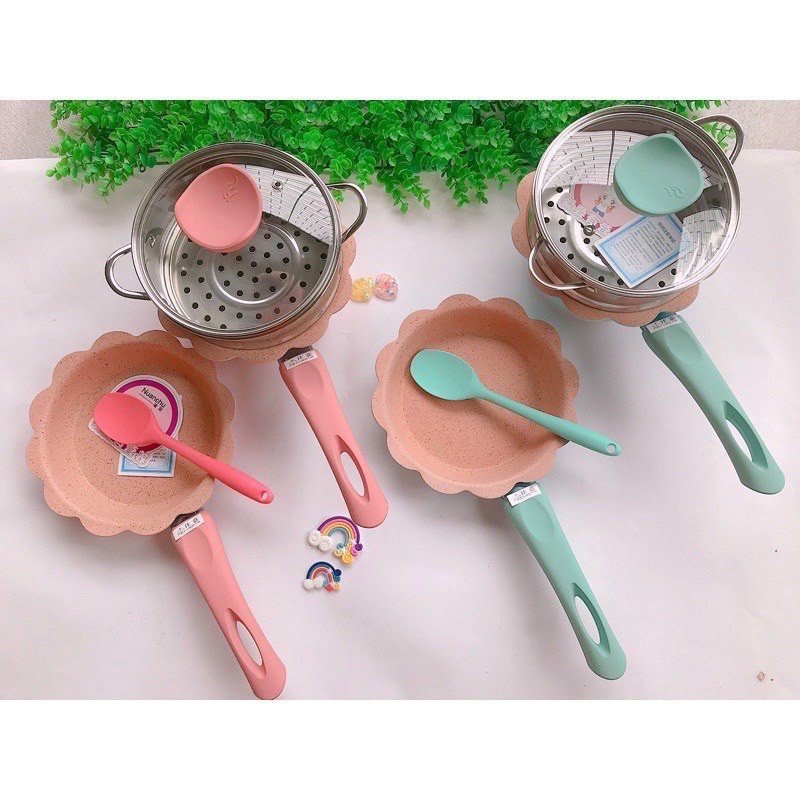 [ NỒI+CHẢO+LỒNG HẤP] Bộ nồi chảo chiên, hấp, xào, rán... cho bé