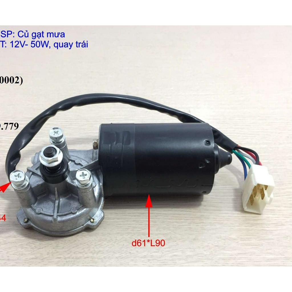 Mô tơ gạt mưa, Củ gạt mưa - Kefeng, 12V-50W, 3 chân bắt: Tâm ốc 44*44*44, căn bia: F9, đk F60, mã số 1531A