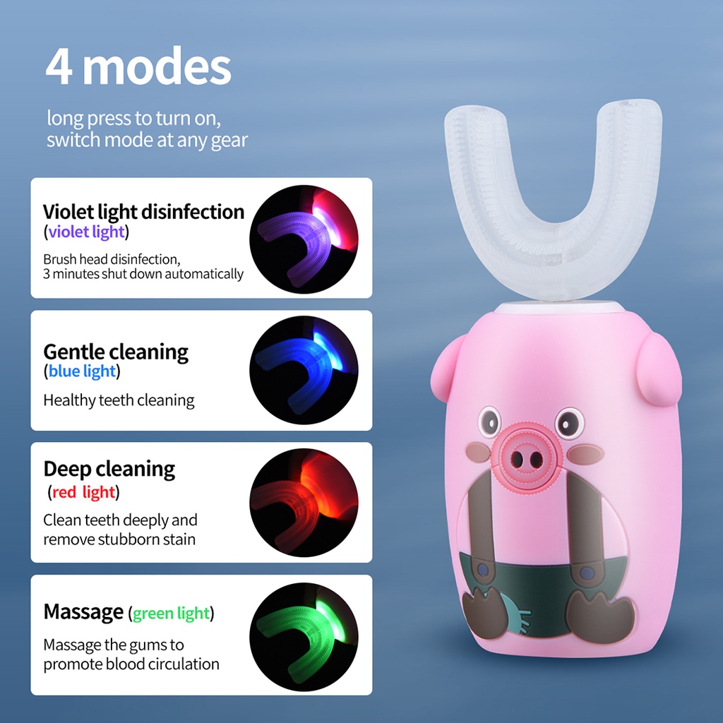 CKEYIN Bàn Chải Đánh Răng Điện Tự Động Hình Chữ U Bằng Silicone Chống Thấm Nước IPX7 DC138