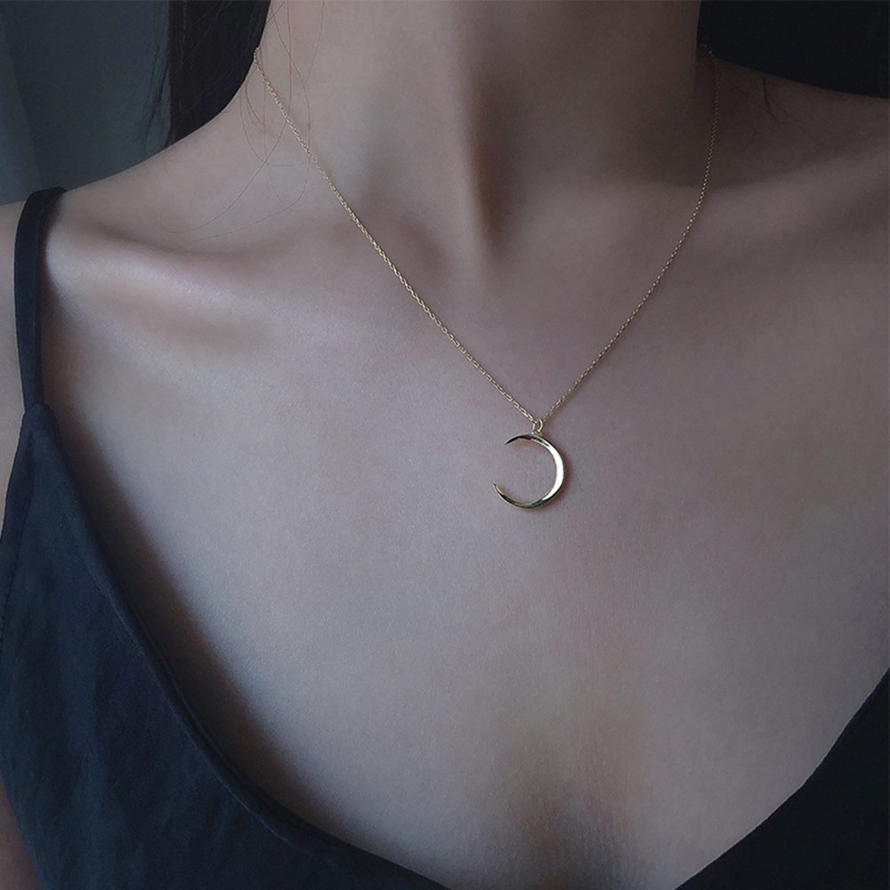 Dây chuyền bạc/ vàng hình mặt trăng đơn giản phong cách Hàn Quốc cho nữ