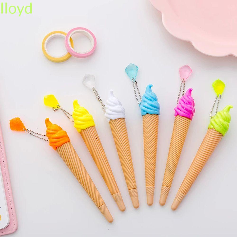 Bút Mực Gel Mực Đen Hình Cây Kem Hoạt Hình Sáng Tạo Kèm Mặt Dây Treo Cho Học Sinh