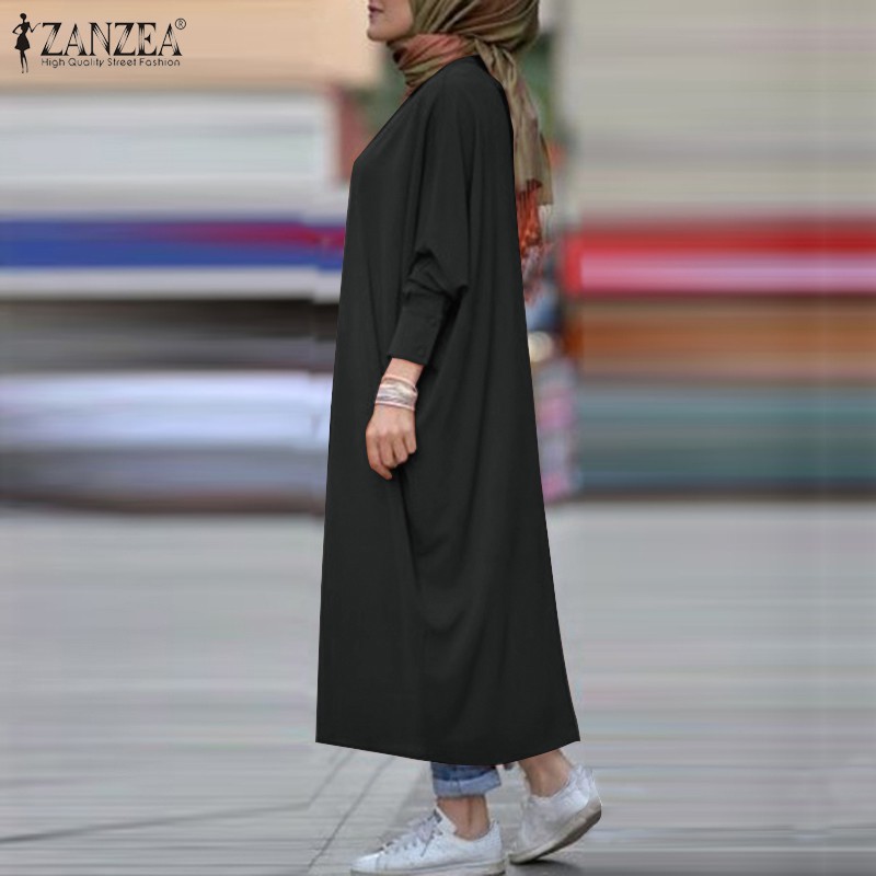 Đầm Maxi ZANZEA Tay Dài Cài Nút Trước Ngực Phong Cách Đạo Hồi Cho Phái Nữ